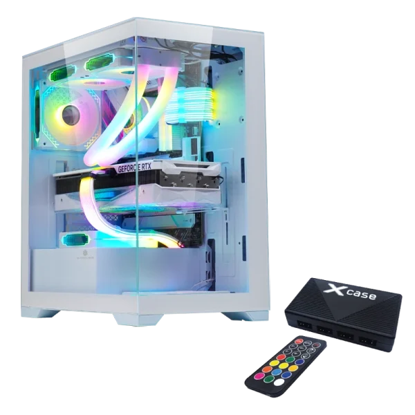 Gabinete gamer Xcase Titanium con 3 ventiladores Argb space infinity aura sync